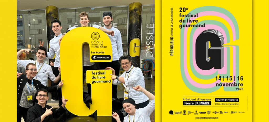 Étudiants de l’École Hôtelière du Périgord au Salon du Livre Gourmand de Périgueux 2025